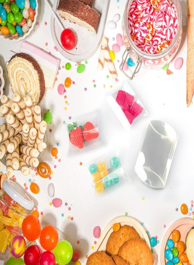 ISKYBOB 50 Pack Clear Plastic Pillow Boxes for Favors, Mini Pillow Gift Boxes for Candy Treats Transparent Packing Box 4x2 - Image 4